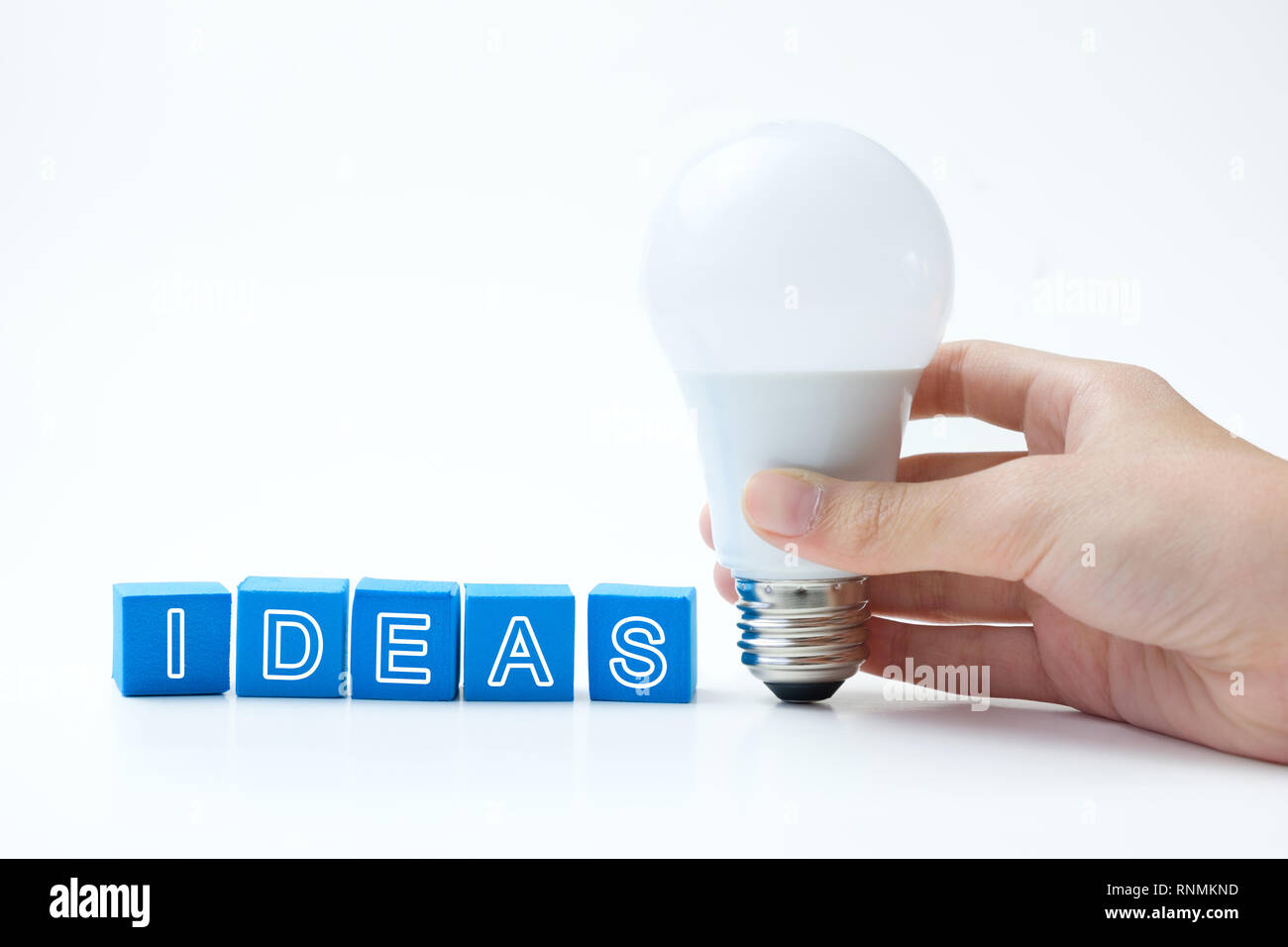 Ideas word with light bulb Stock Photo