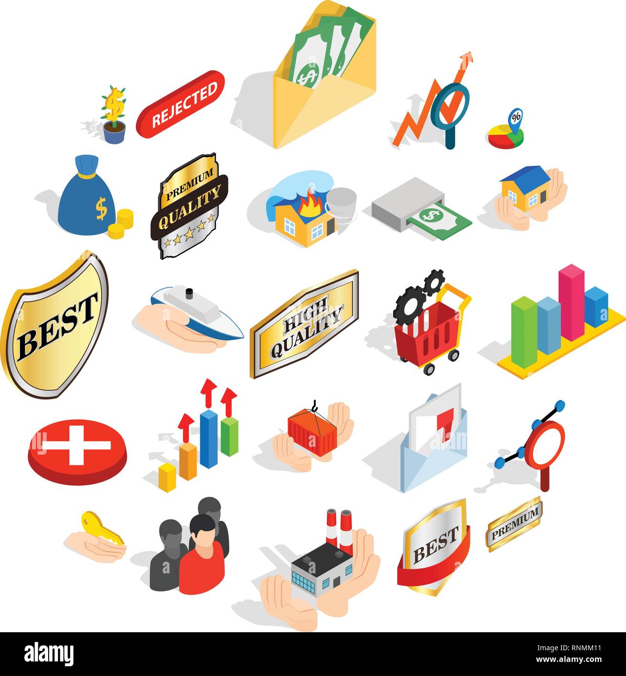 Control icons set, isometric style Stock Vector