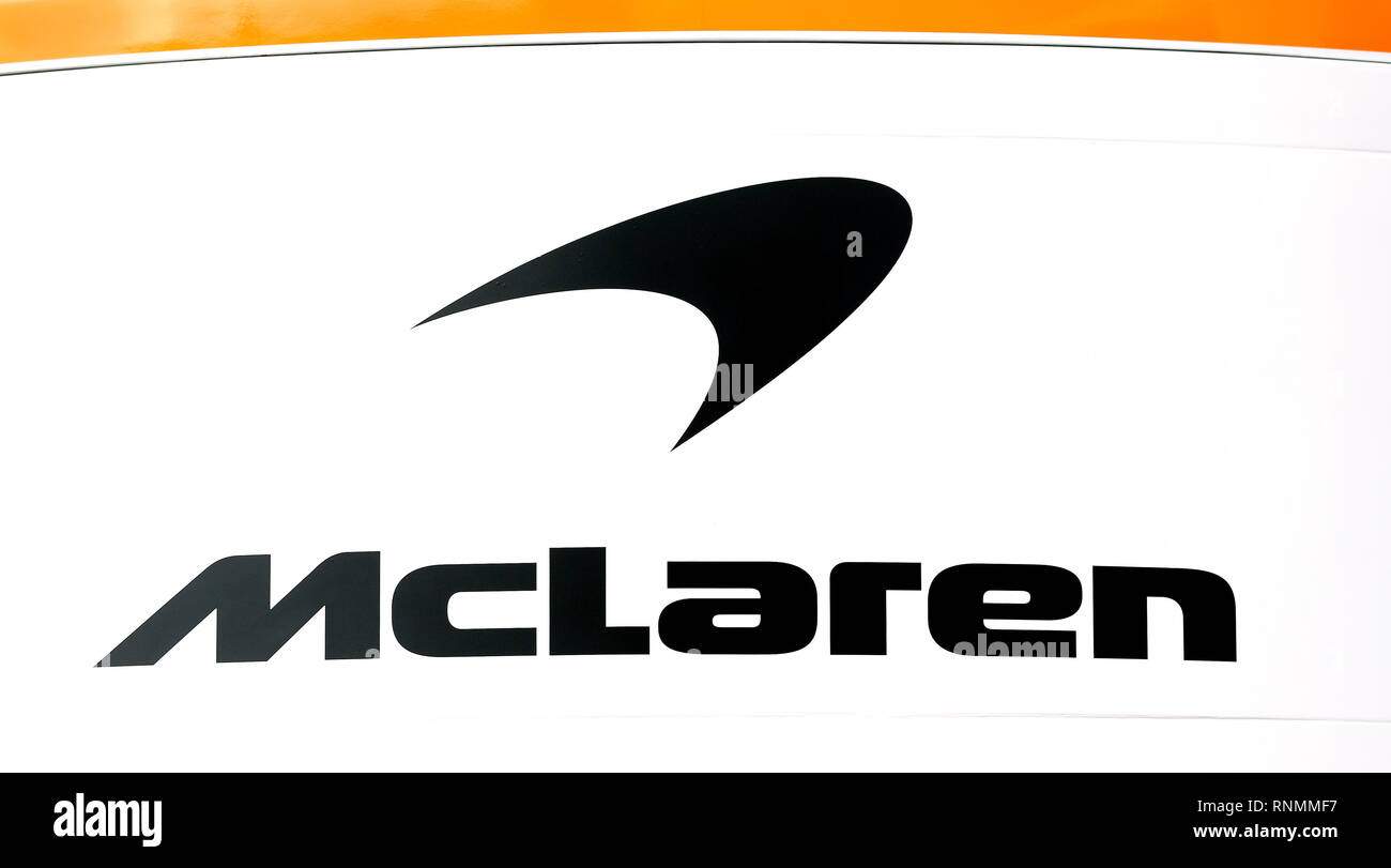 A view of the McLaren logo during day two of pre-season testing at ...