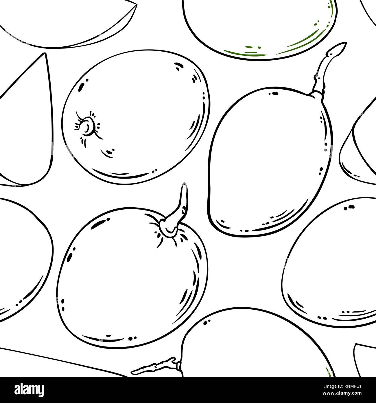 mango vector pattern on white background Stock Vector