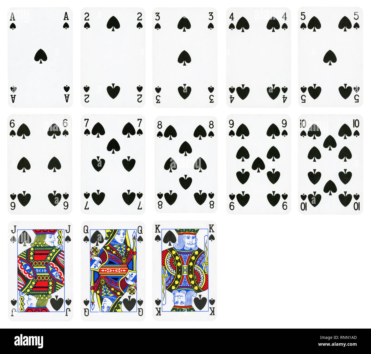 Playing cards of Spades suit, isolated on white background High quality Stock Photo Alamy