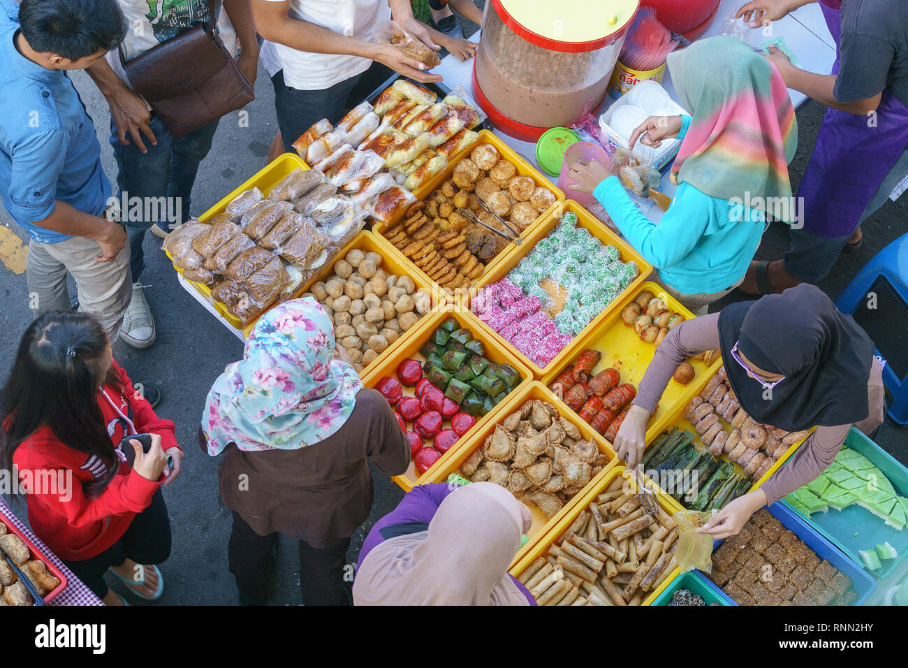 Kota Kinabalu Sabah Malaysia - Jun 8, 2016 : People visiting food bazaar at Kota Kinabalu street buying food for breaking their fast during the Islami Stock Photo