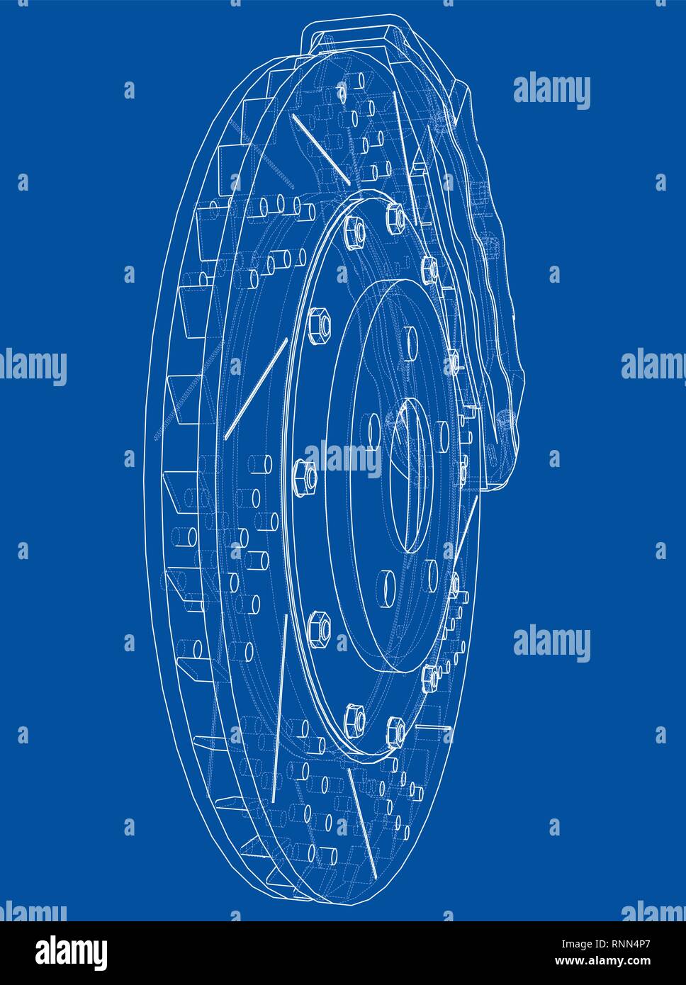 Brake disc outline. Vector rendering of 3d Stock Vector