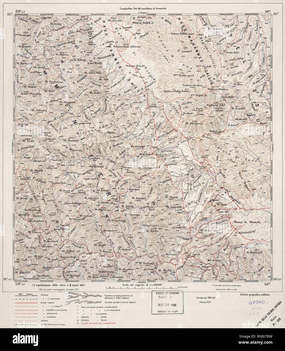 Carta topografica della Colonia Eritrea alla scala di 1-100,000 Stock Photo  - Alamy