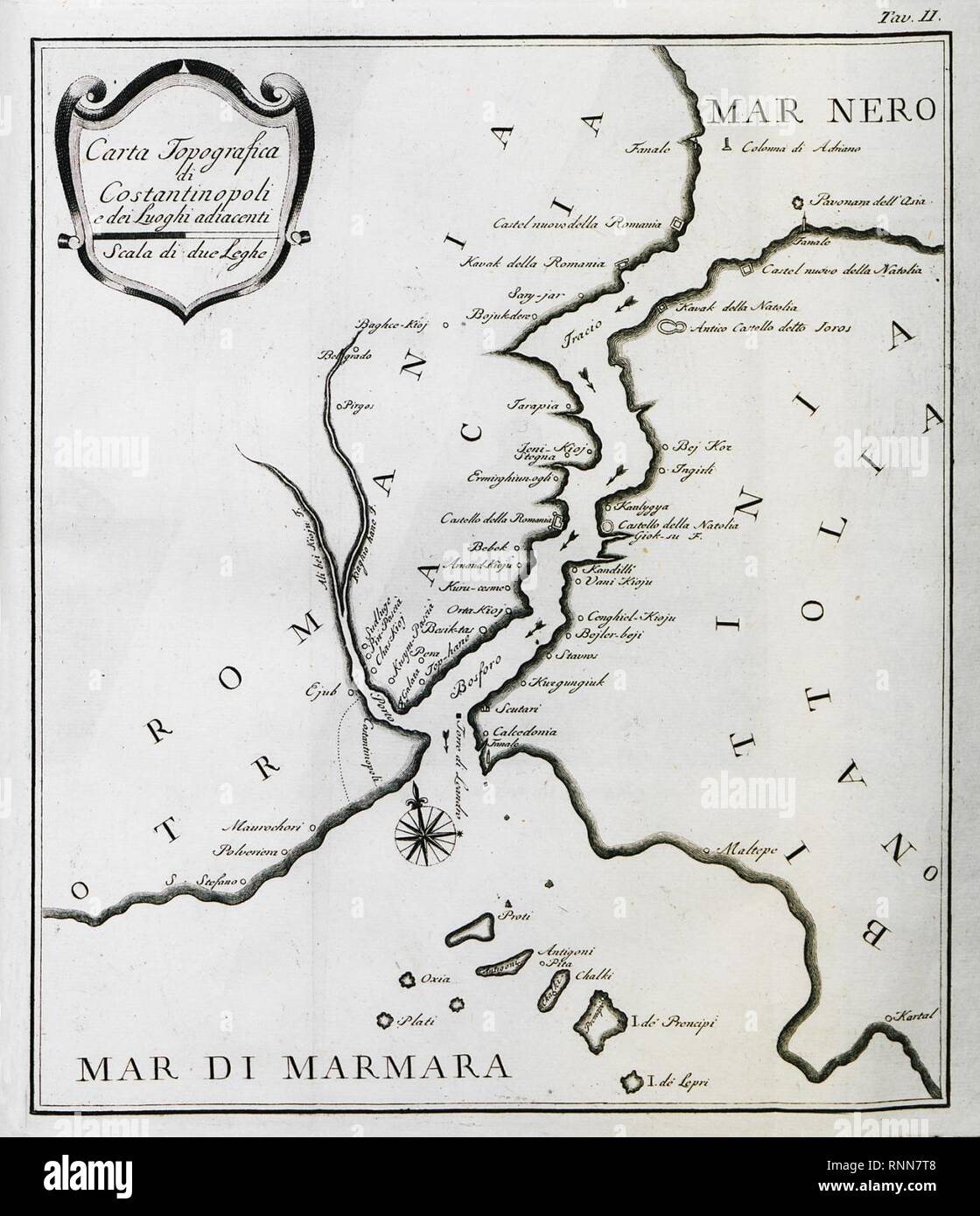 Carta topografica di Constantinopoli e dei luoghi adiacenti - Comidas Cosimo - 1794. Stock Photo