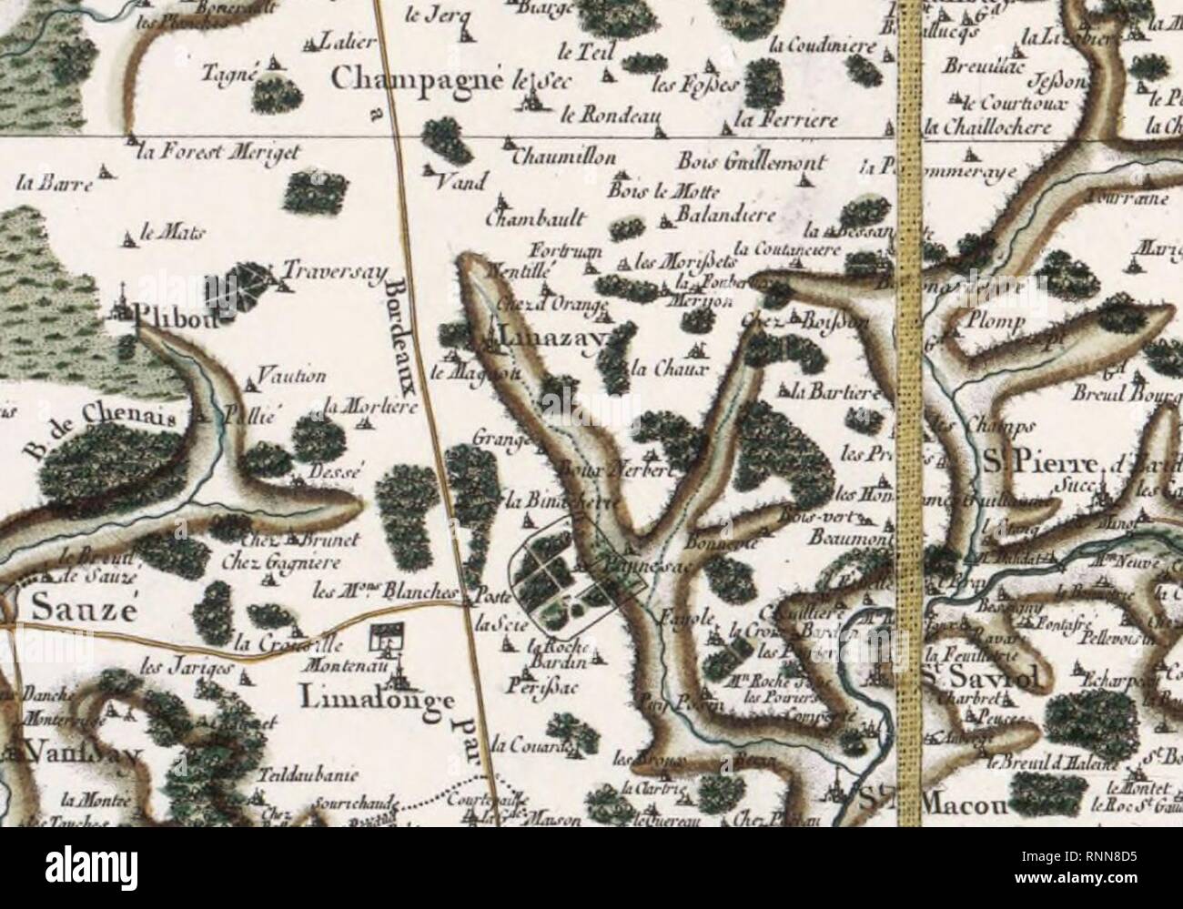 carte cassini Carte Cassini Linazay 1770 73 Stock Photo   Alamy