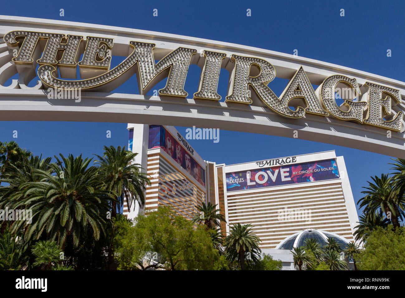 The Mirage Hotel And Casino on The Strip, Las Vegas, Nevada, United States. Stock Photo