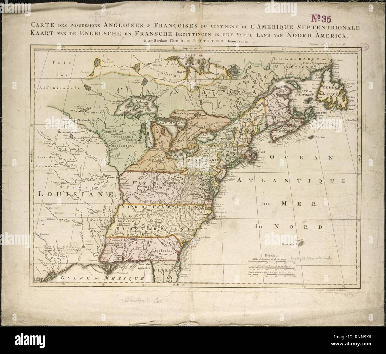 Carte des possessions angloises and françoises du continent de l ...