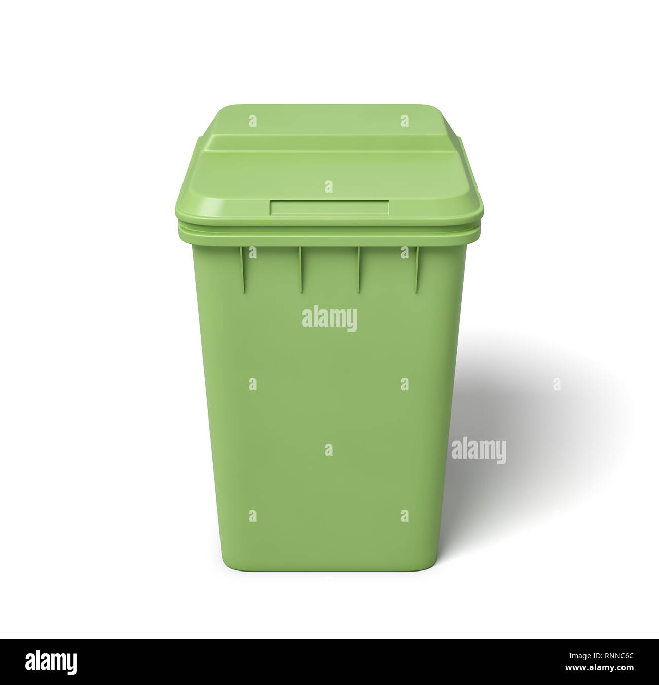 3d rendering of a lightgreen trash can isolated on white background