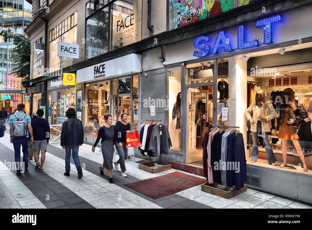 STOCKHOLM, SWEDEN - AUGUST 22, 2018: People visit Drottninggatan shopping  street in Norrmalm district, Stockholm, Sweden. Stockholm is the capital  cit Stock Photo - Alamy