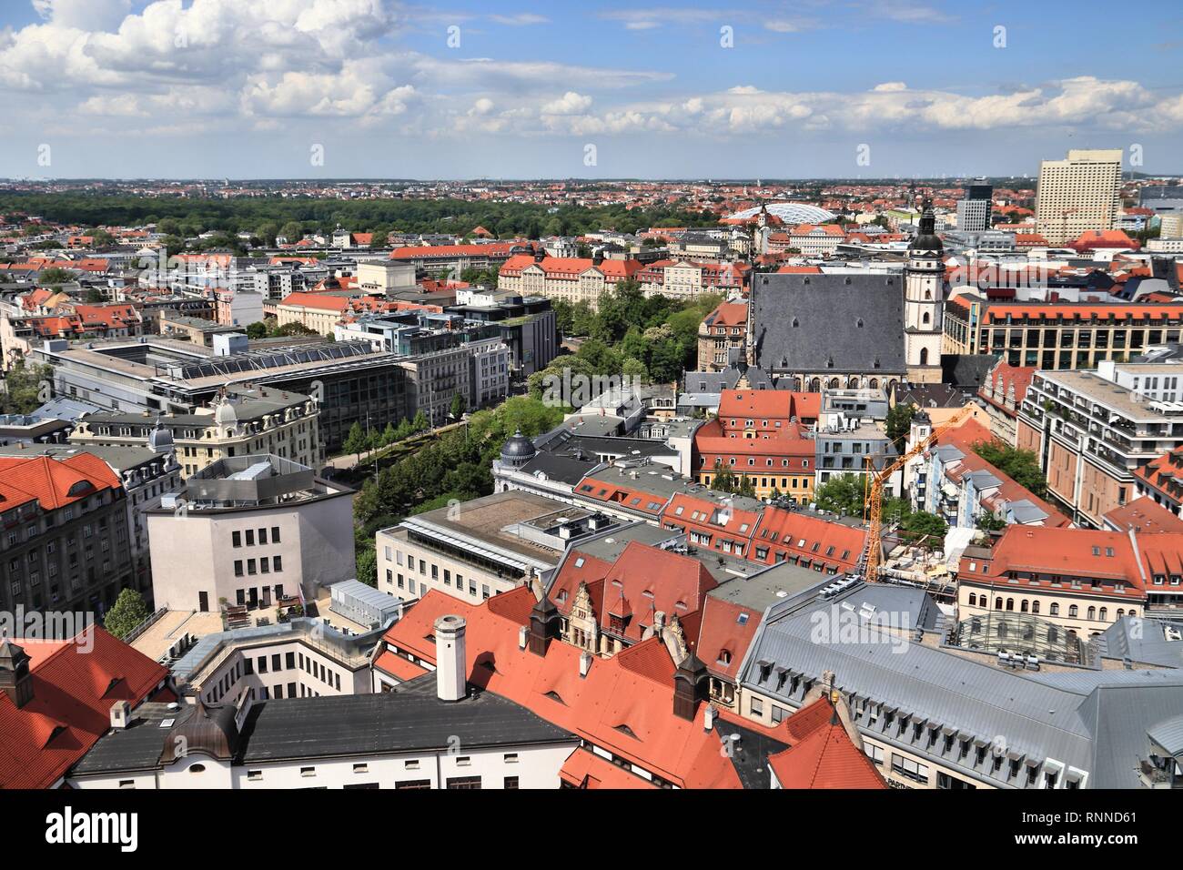 Leipzig, Germany aerial view. Cityscape with Zentrum district Stock ...