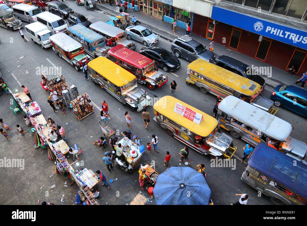 MANILA, PHILIPPINES NOVEMBER 25, 2017 People drive in heavy traffic