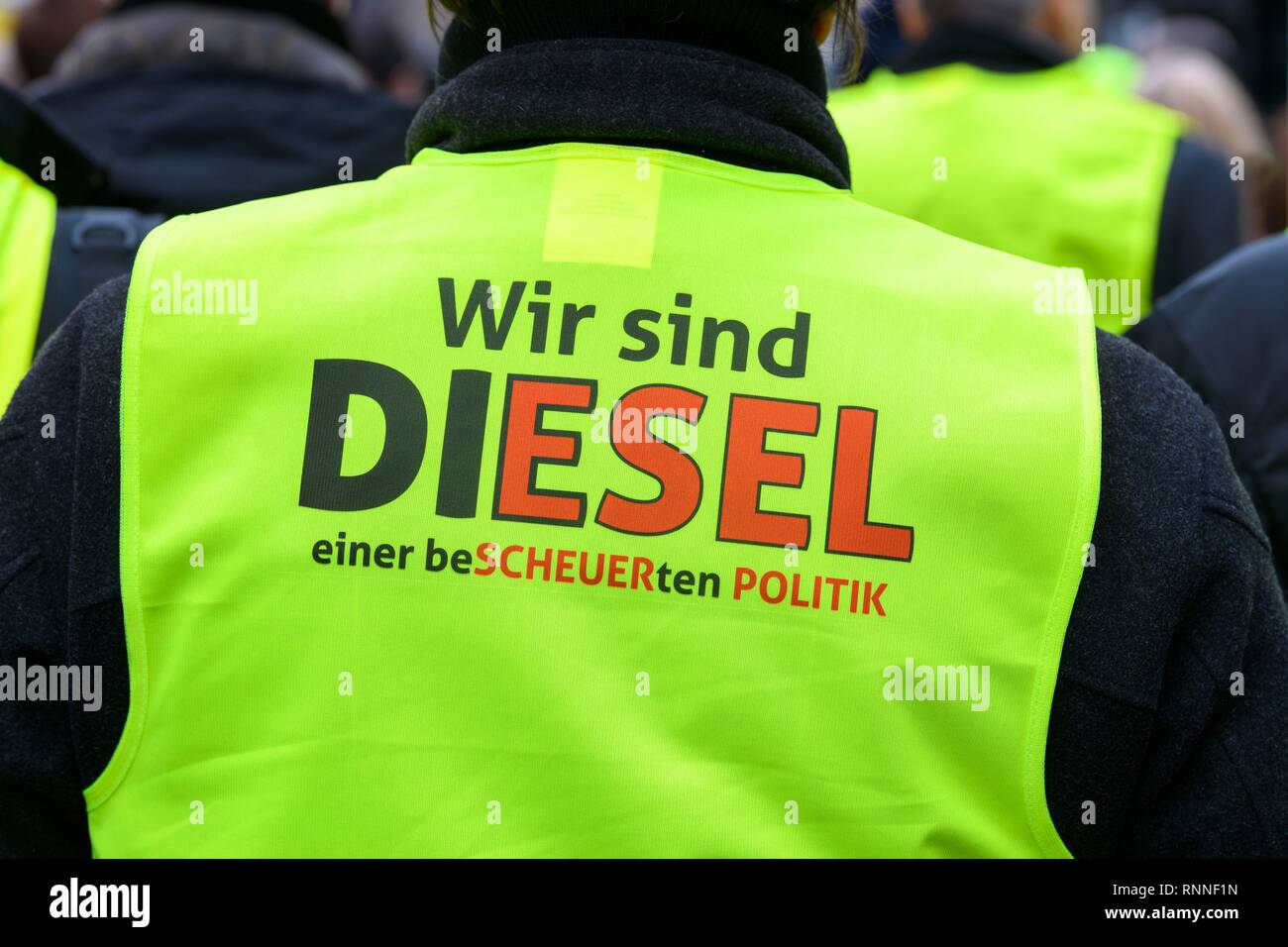 Demonstration against the ban on diesel driving from 01.02.2019 in Stuttgart, Baden-Württemberg, Germany Stock Photo