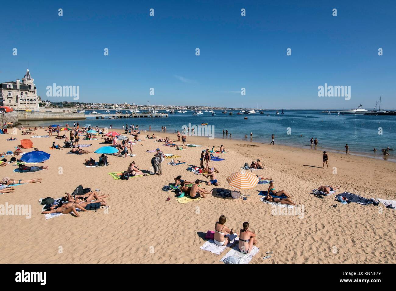 City beach Praia da Ribeira, Cascais, Portugal Stock Photo