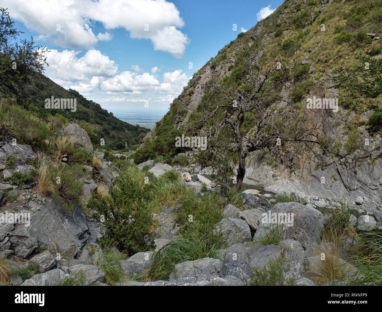 The view at Reserva Florofaunistica reserve in Merlo, San Luis, Argentina. Stock Photo