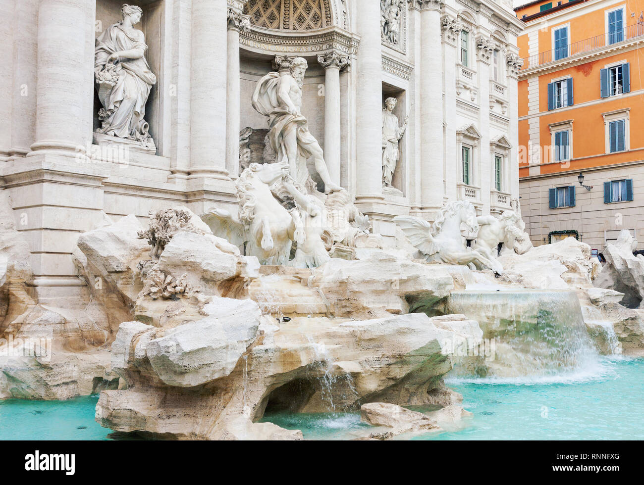 Trevi fountain in Rome, Italy, famous baroque landmark, daytime picture, no people Stock Photo