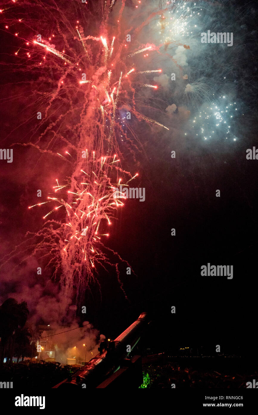 Celebrations And Fireworks During The Last Day Of Chinese New Year In Chinatown George Town Penang Malaysia Stock Photo Alamy