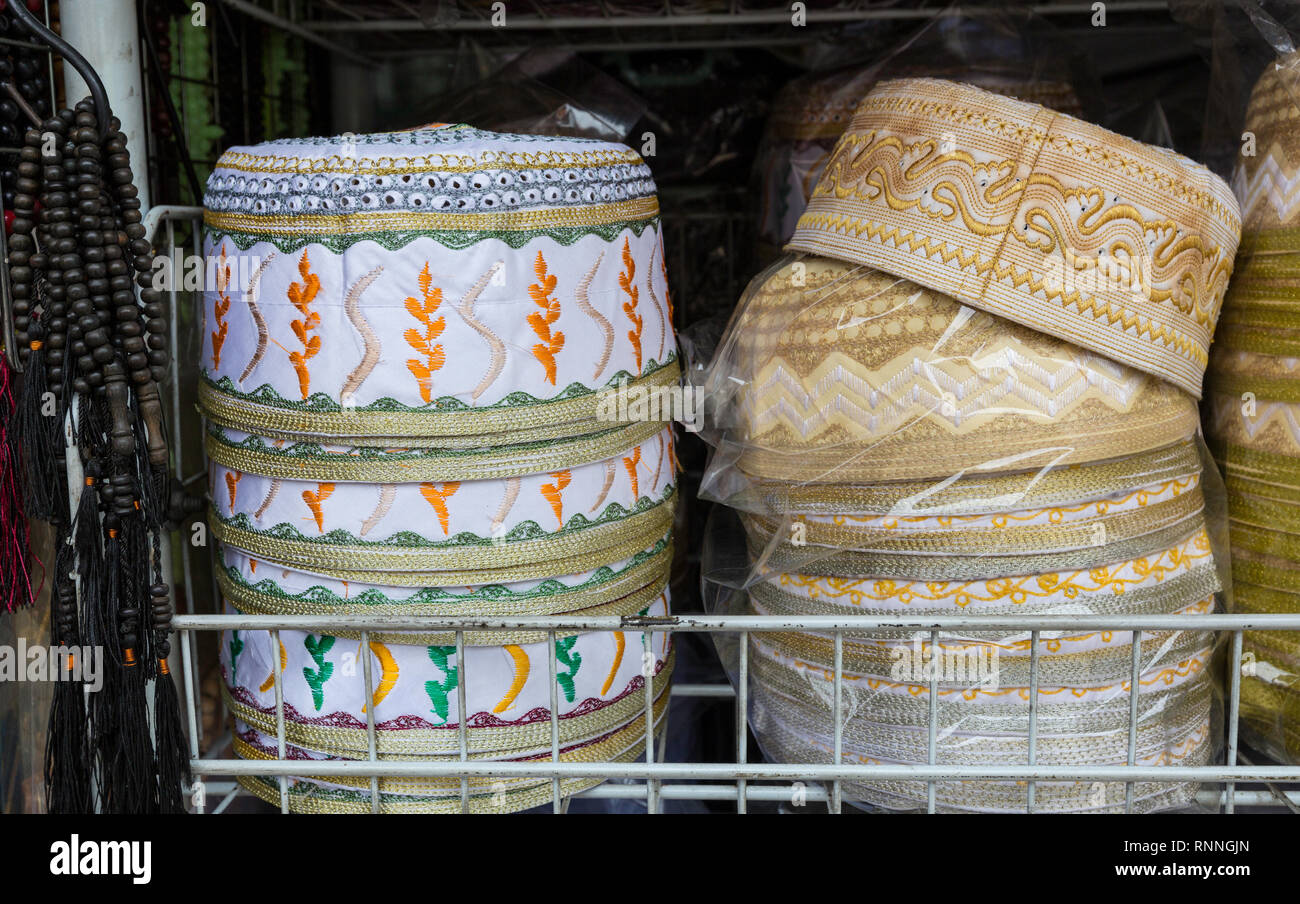 Traditional Hats, Kampong Glam, Singapore. Stock Photo