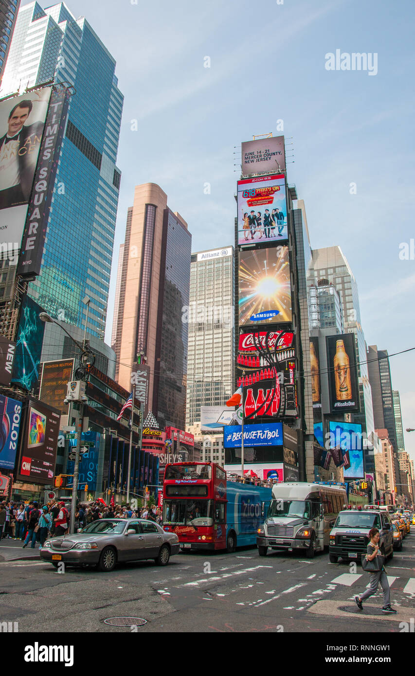 New York, USA - June 12, 2014: Times Square view, the main square of the City of New York Stock Photo
