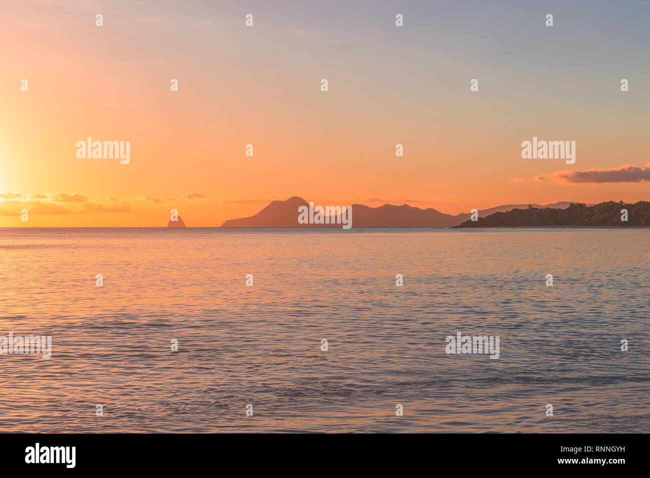 Grande Anses des Salines Beach on Martinique at Sunset Stock Photo