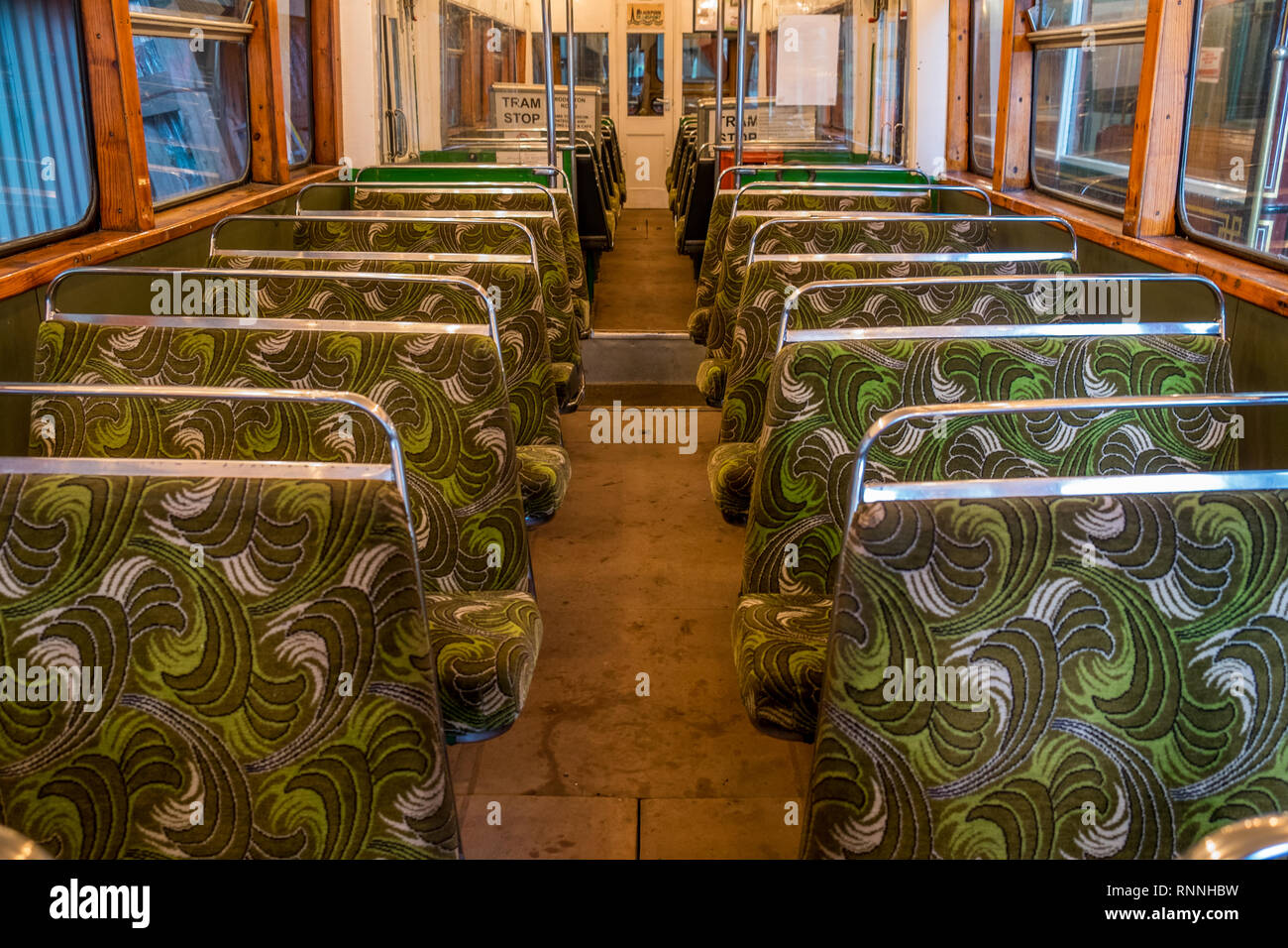 Heritage Blackpool tram seats Stock Photo