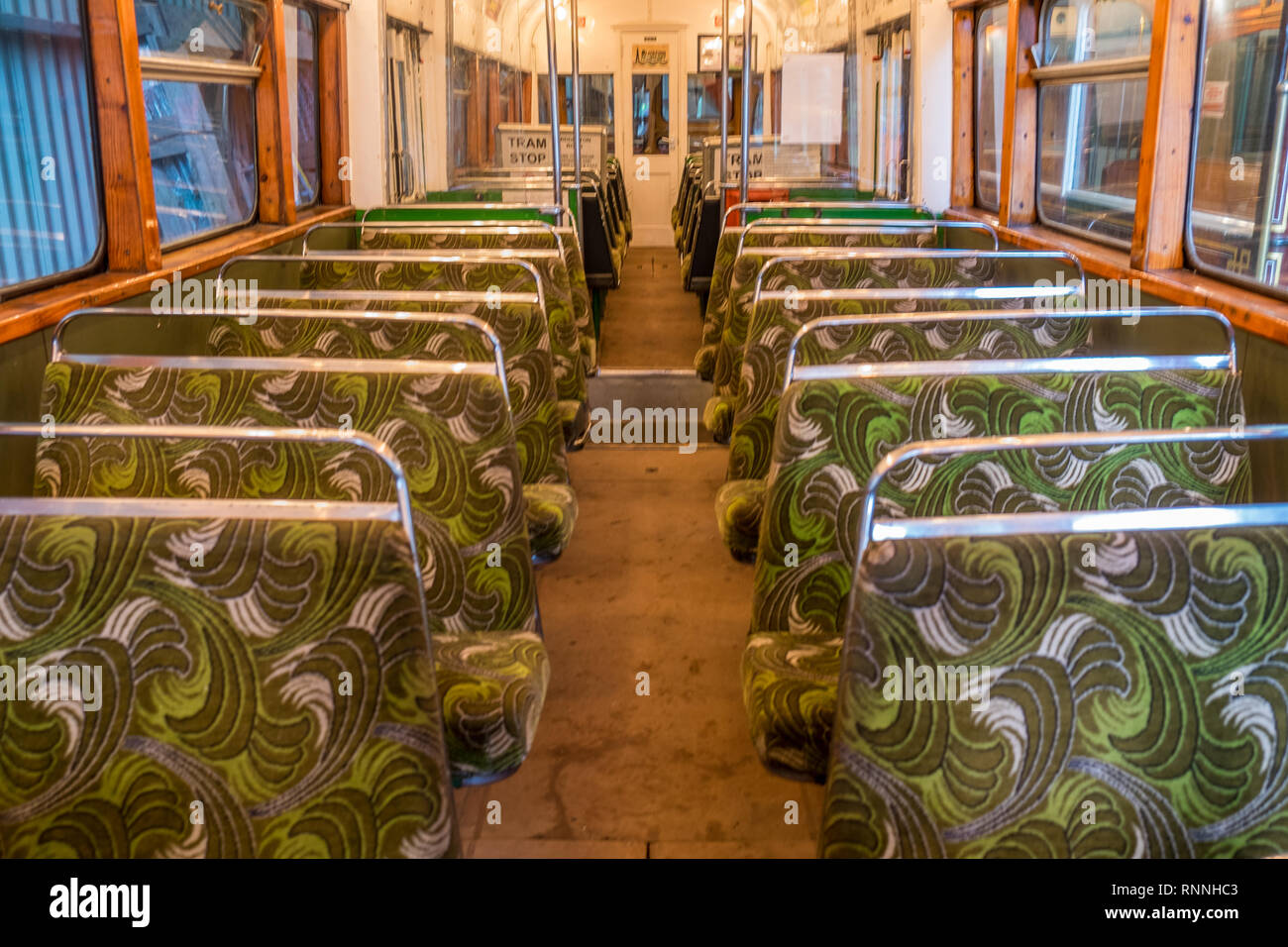 Heritage Blackpool tram seats Stock Photo Alamy