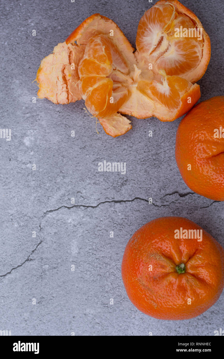 Mandarins on a dark background Stock Photo