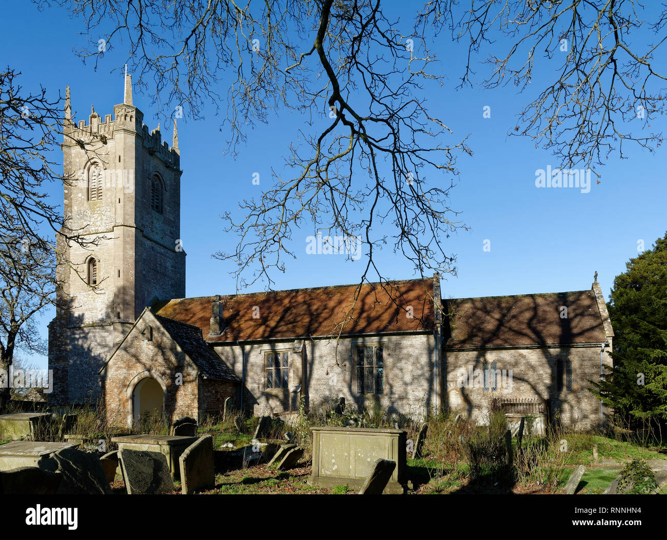 St James The Great, Abson, South Gloucestershire, UK  Grade I listed 12th century Church with 15th century Tower Stock Photo