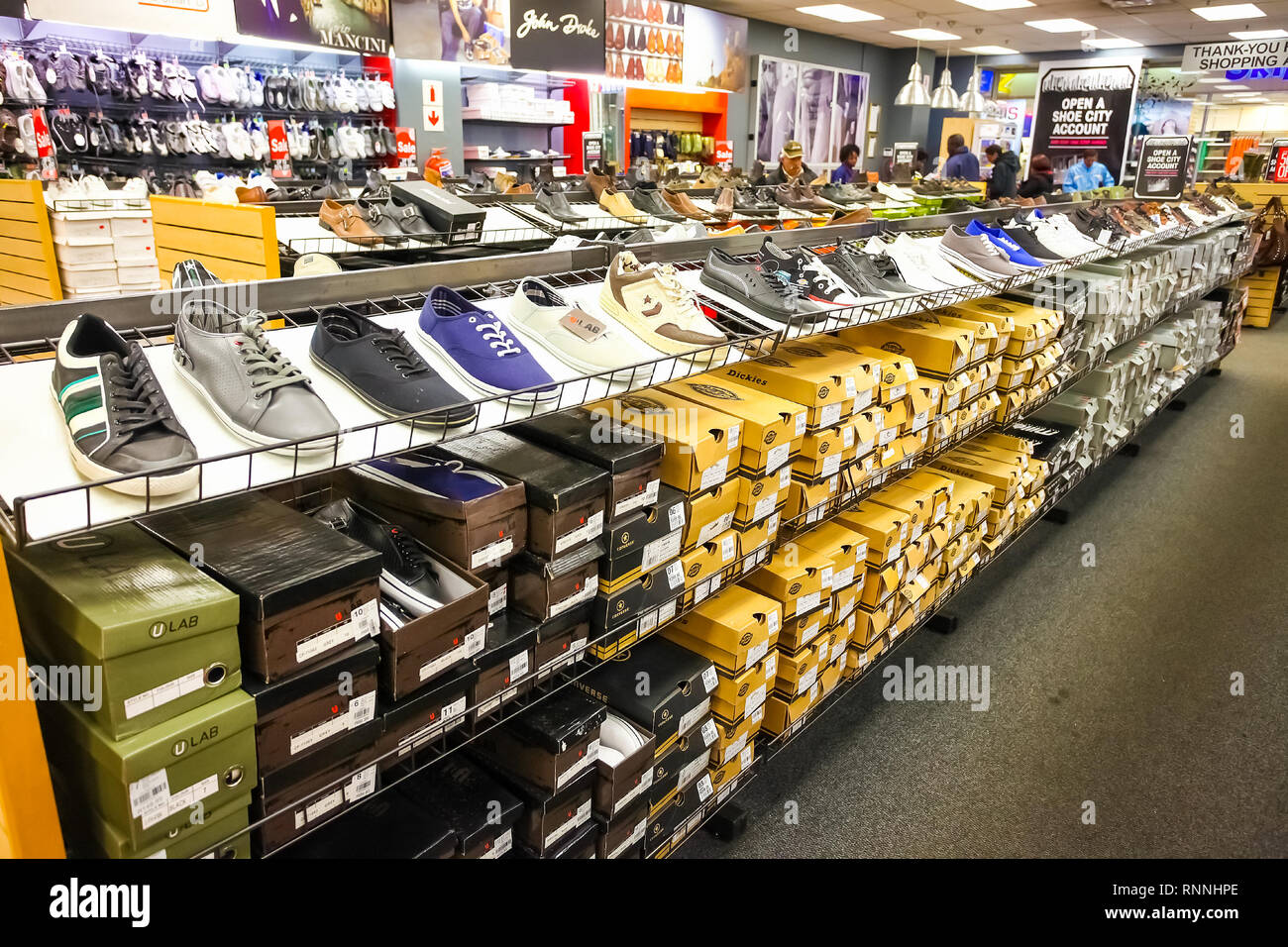 Johannesburg, South Africa July 05 2011 Interior of a Fashion Shoe Retail Store Stock Photo