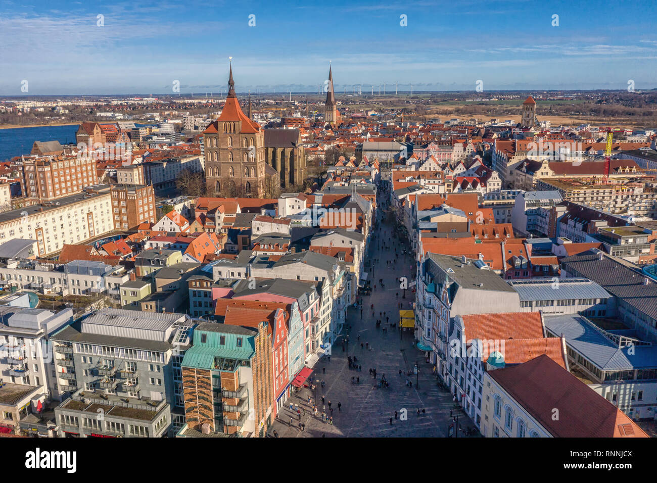 aerial view of downtown Rostock Stock Photo