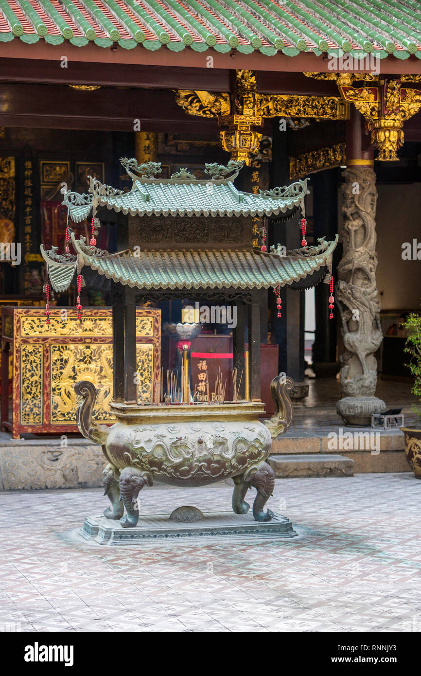 Incense Sticks Burn in Courtyard of Thian Hock Keng Taoist Temple