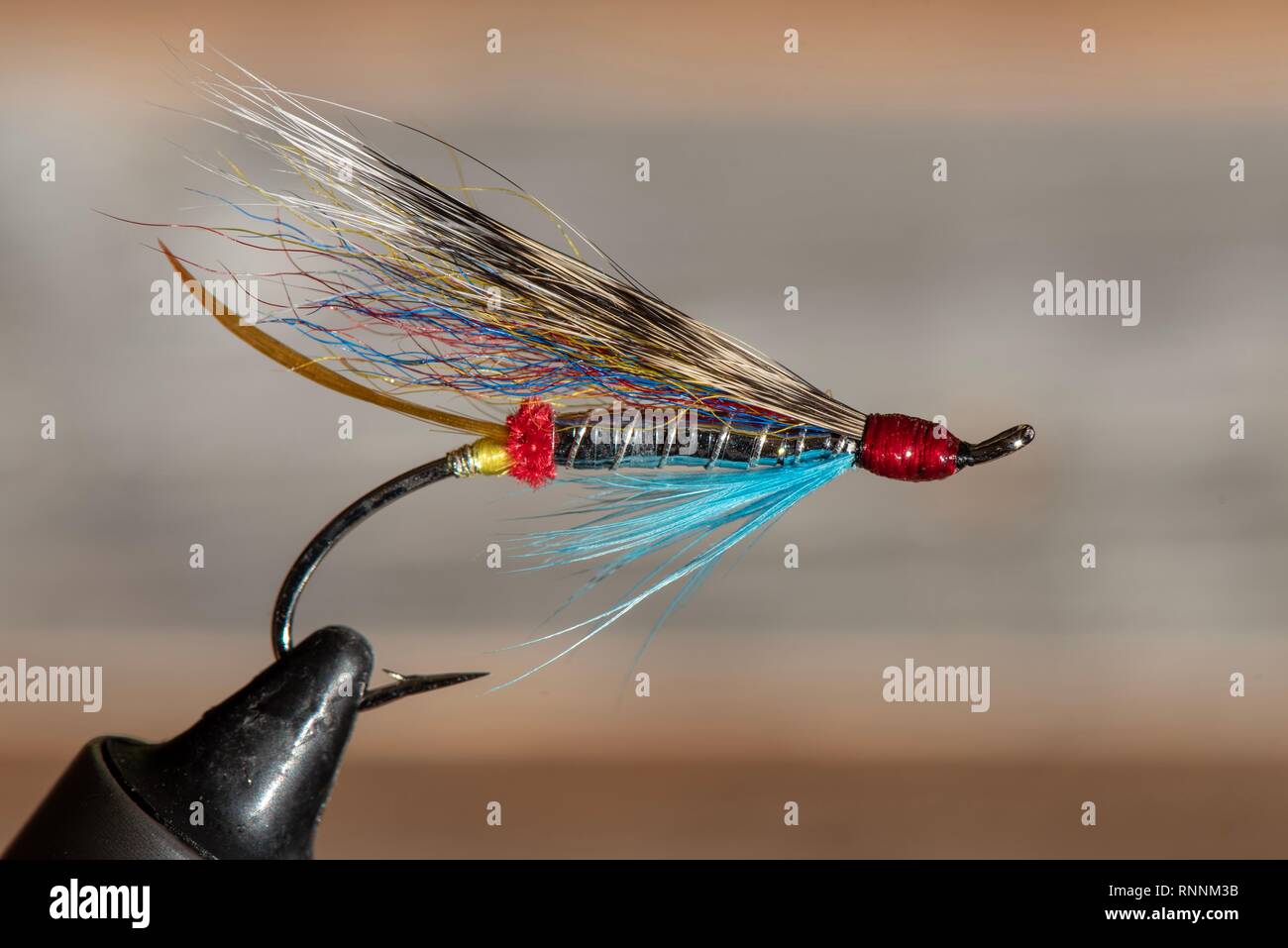 Classic and colorful Atlantic salmon fly fishing wet flies Stock Photo