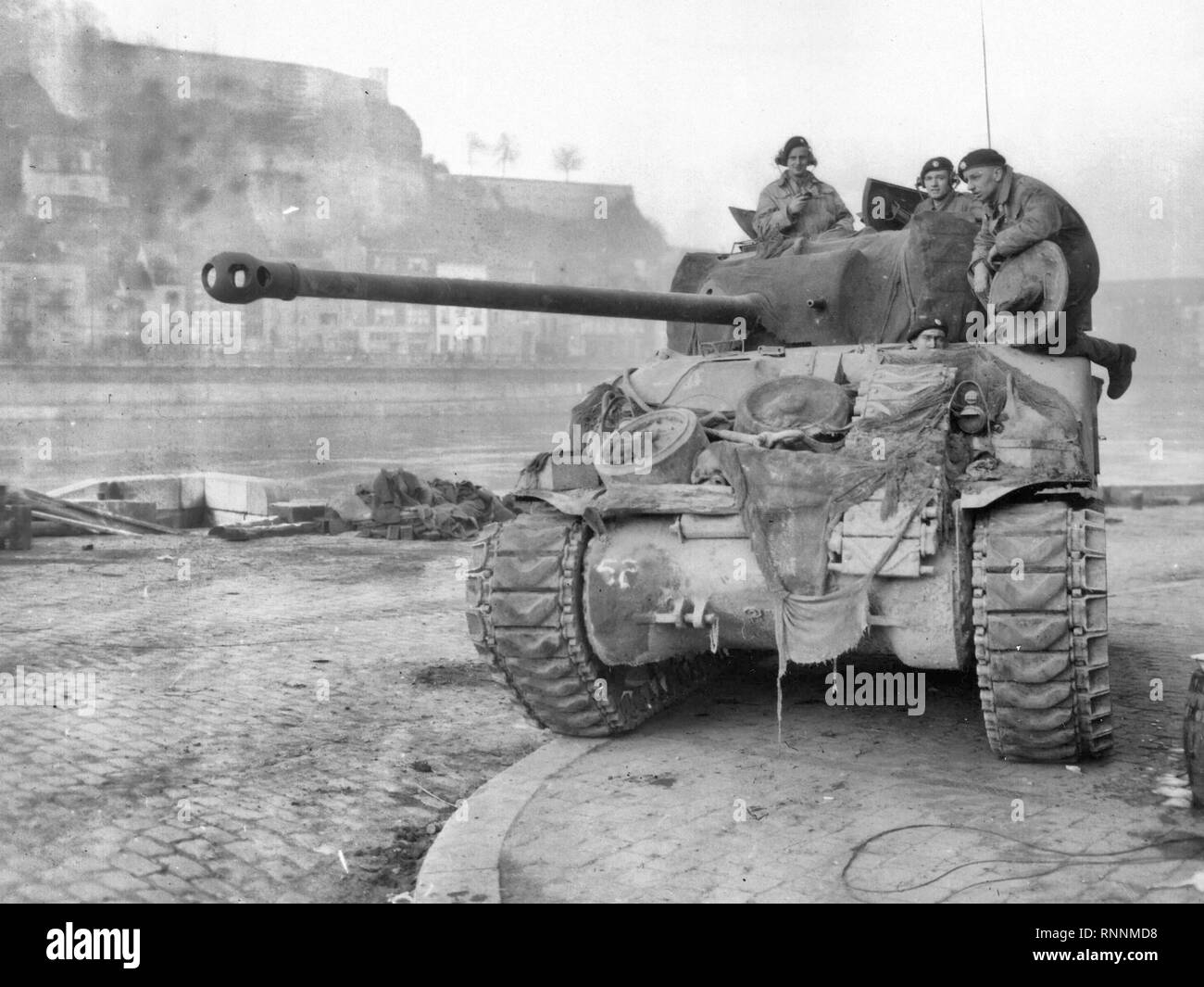 WW2 Char Sherman américain à Coutances le 28 juillet 1944 Photo 