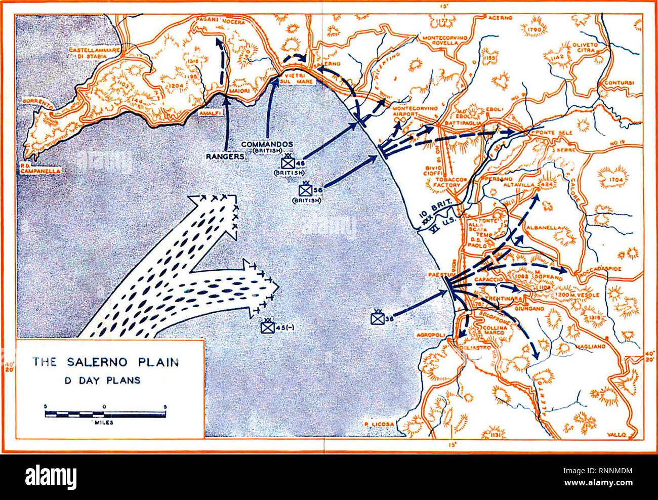 Plans for Allied Landings at Salerno 9 September 1943 Stock Photo