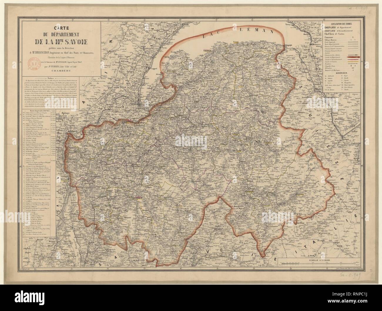 Carte Du Departement De La Haute Savoie 1861 Stock Photo Alamy