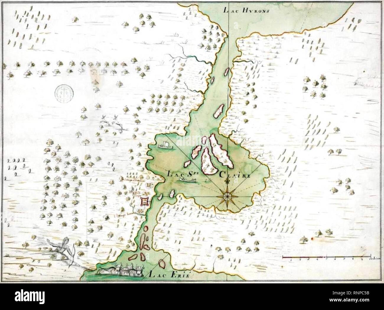Carte du lac SainteClaire Stock Photo Alamy