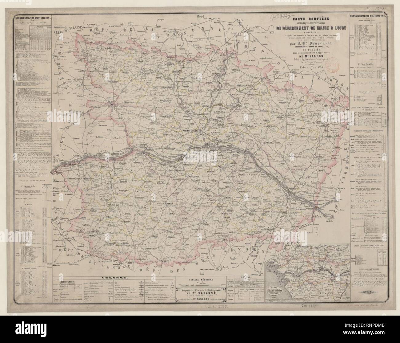Carte Routiere Statistique Et Administrative Du Departement De Maine Et Loire 1858 Stock Photo Alamy Carte Routiere Statistique Et Administrative Du Departement De Maine Et Loire 1858 Stock Photo Alamy