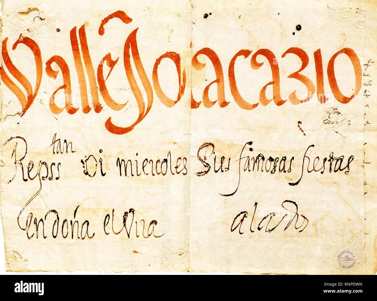 Cartel de una representación en Sevilla (1619). Stock Photo