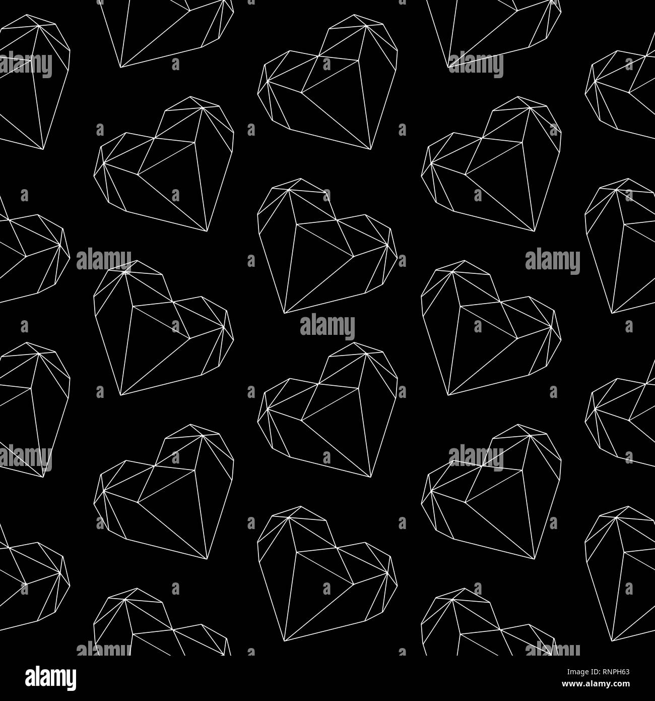 Elegant graphic illustration polygonal diamond shape heart outlines