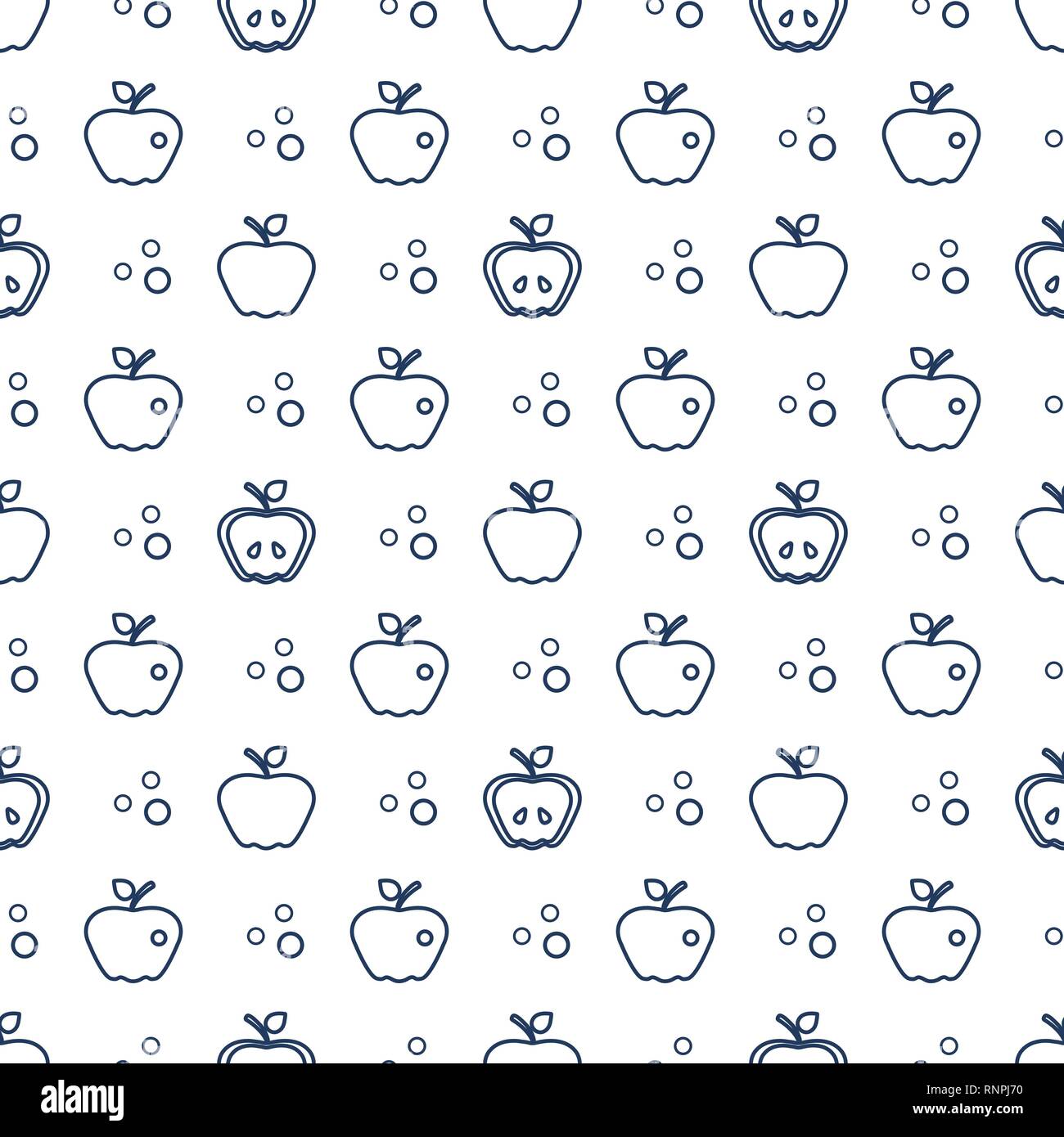 Seamless pattern with apples. Vector illustration with apple and leaf ...