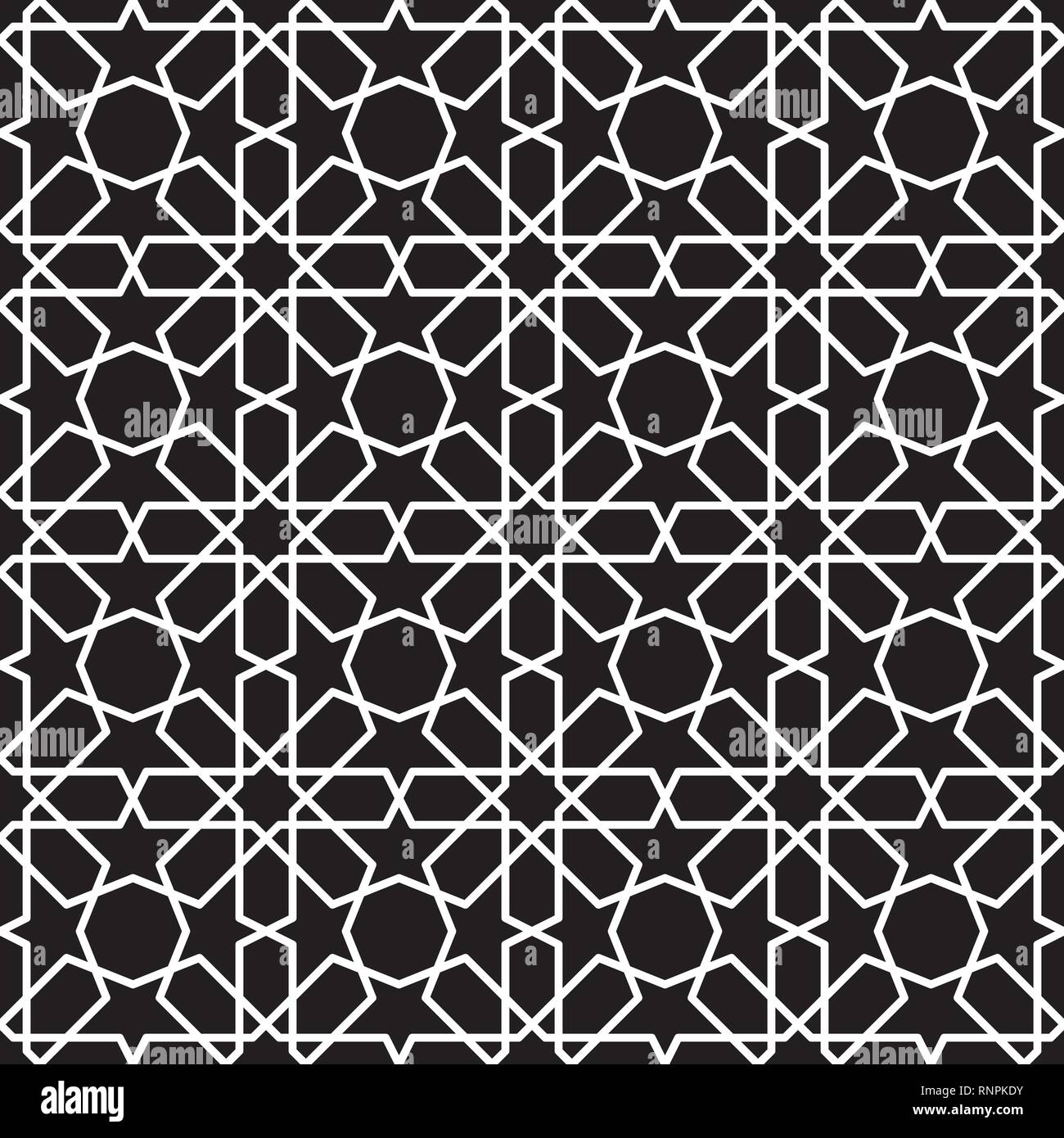 Seamless Islamic Pattern Black And White Vector Illustration Abstract 