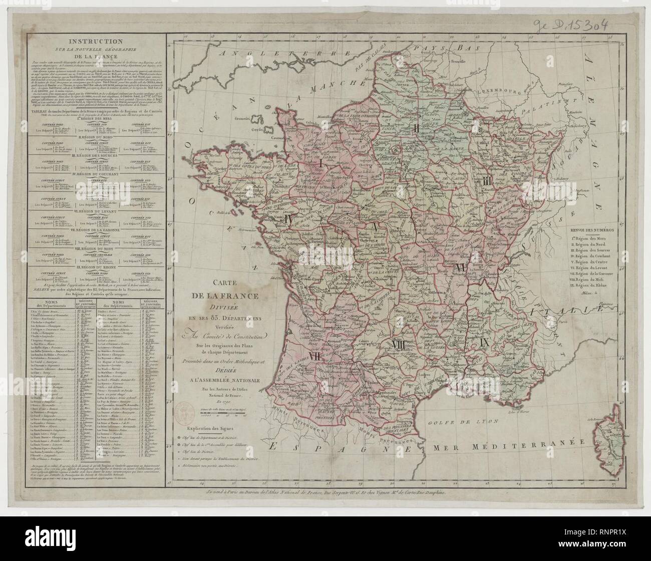 Carte de la France divisée en ses 83 Départemens - 1790 - btv1b8493178s  Stock Photo - Alamy