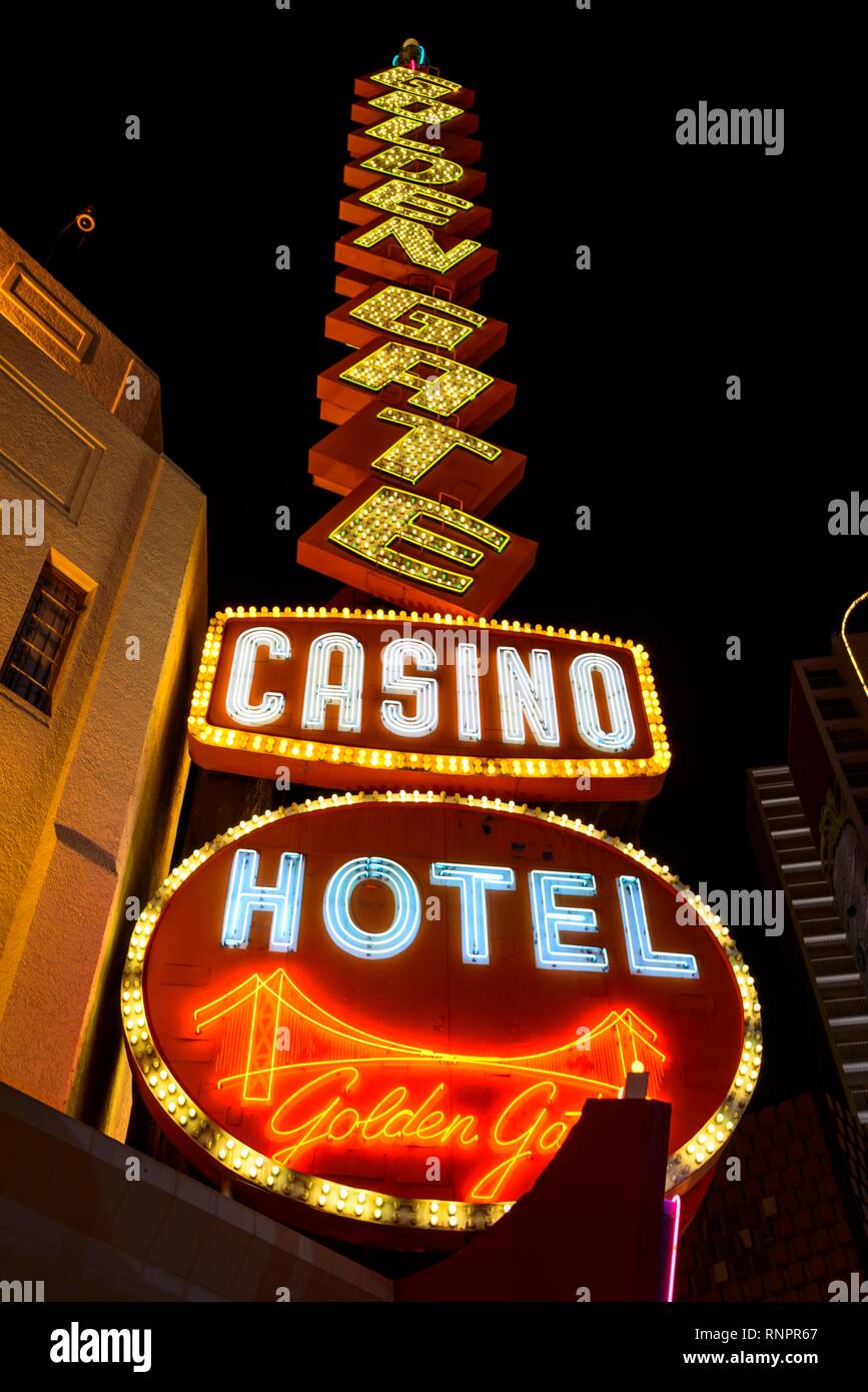Neon neon sign of the Golden Gate Casino Hotel, Fremont Street