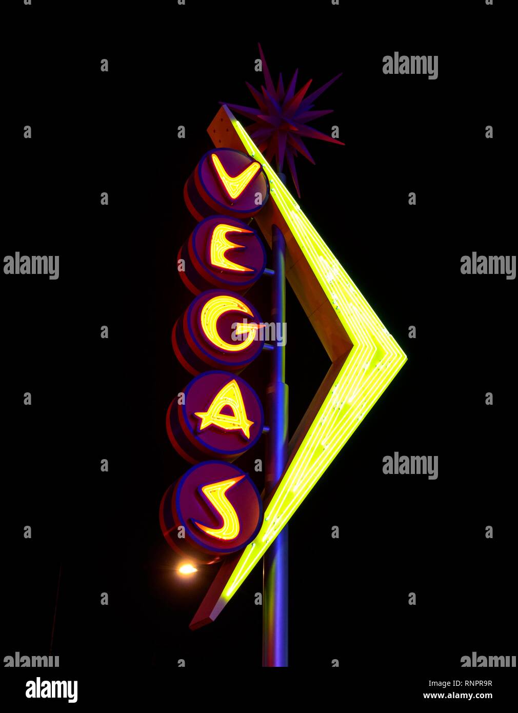 Neon neon signs at night, night shot, Fremont Street in old Las Vegas