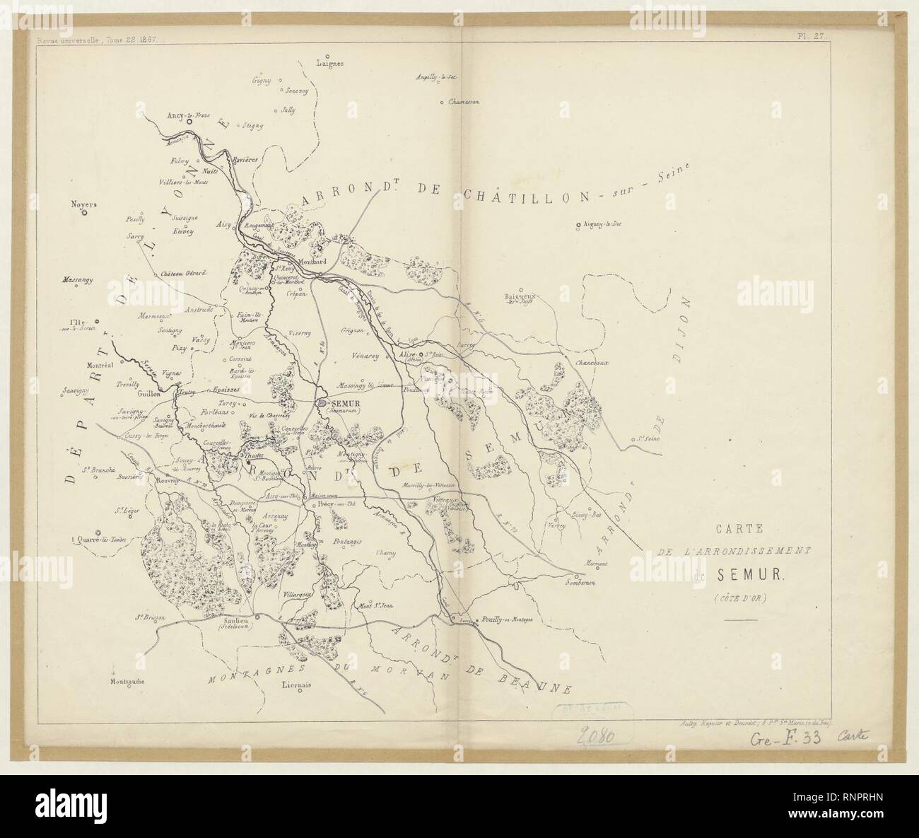 Carte de l'arrondissement de Semur - 1867 Stock Photo - Alamy