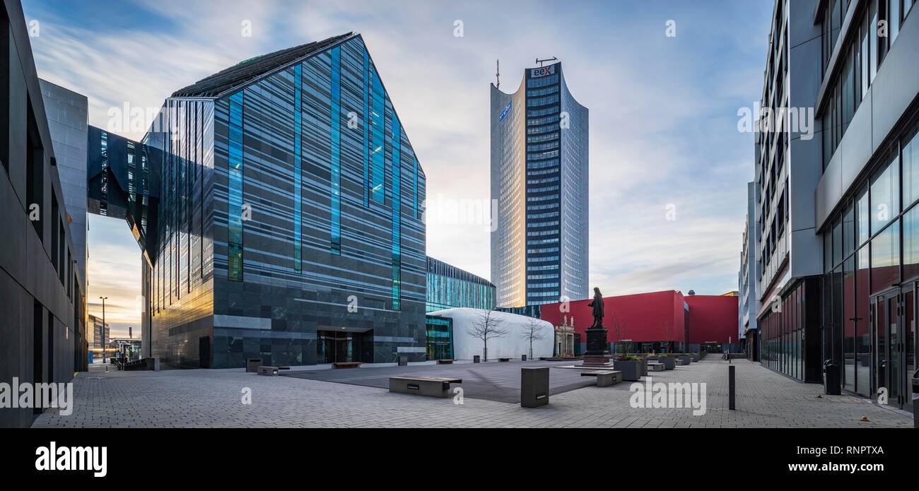 University campus with Paulinum, Augusteum and City Tower, Leipzig, Saxony, Germany Stock Photo