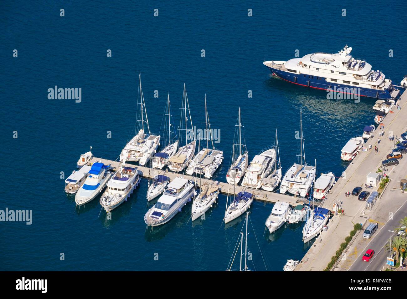 Marina, Kotor, Bay of Kotor, Montenegro Stock Photo