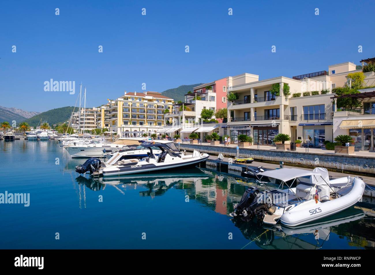 Marina Porto Montenegro, Tivat, Bay of Kotor, Province of Tivat, Montenegro Stock Photo
