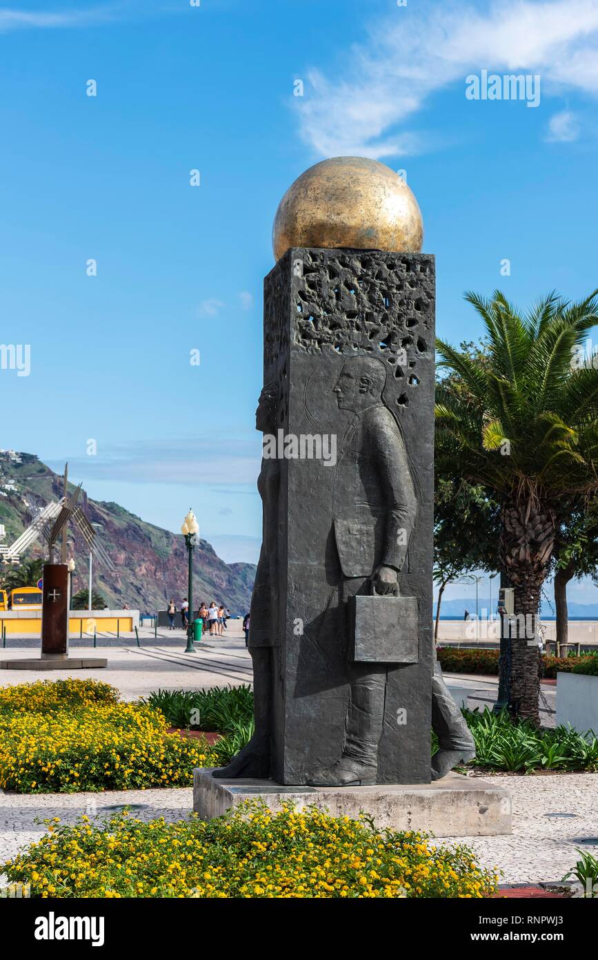 Monument to Alberto Joao Jardim, former president, promenade, Funchal, Madeira Island, Portugal Stock Photo