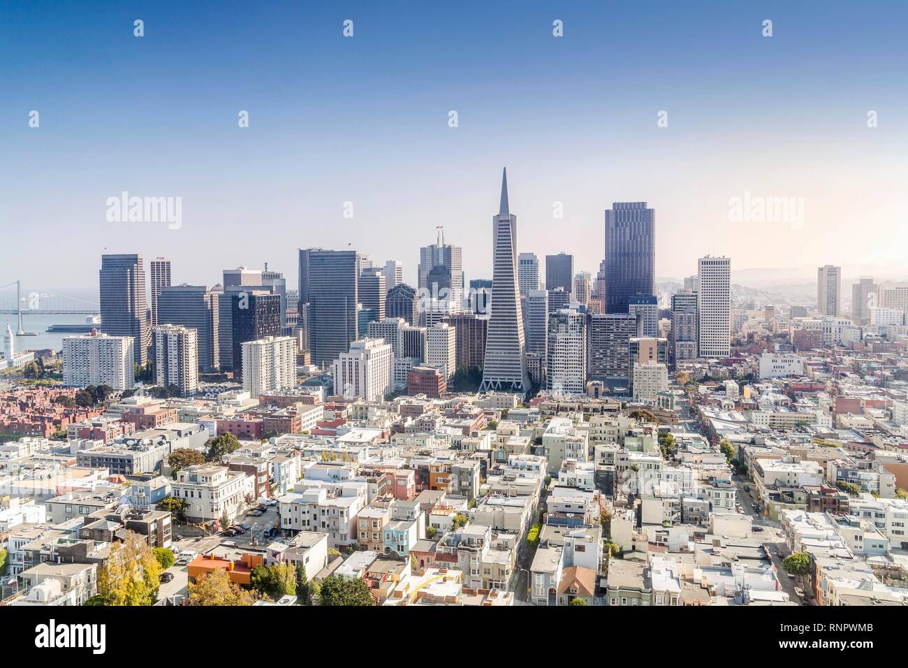 Skyline, downtown with business and residential district, San Francisco, California, USA Stock Photo